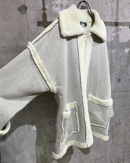 Vintage ORVIS Boa Trim Knit Zip-up Coat