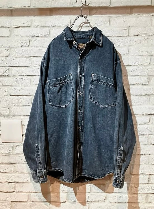 "Eddie Bauer" Old Nice Color Design Denim Shirt