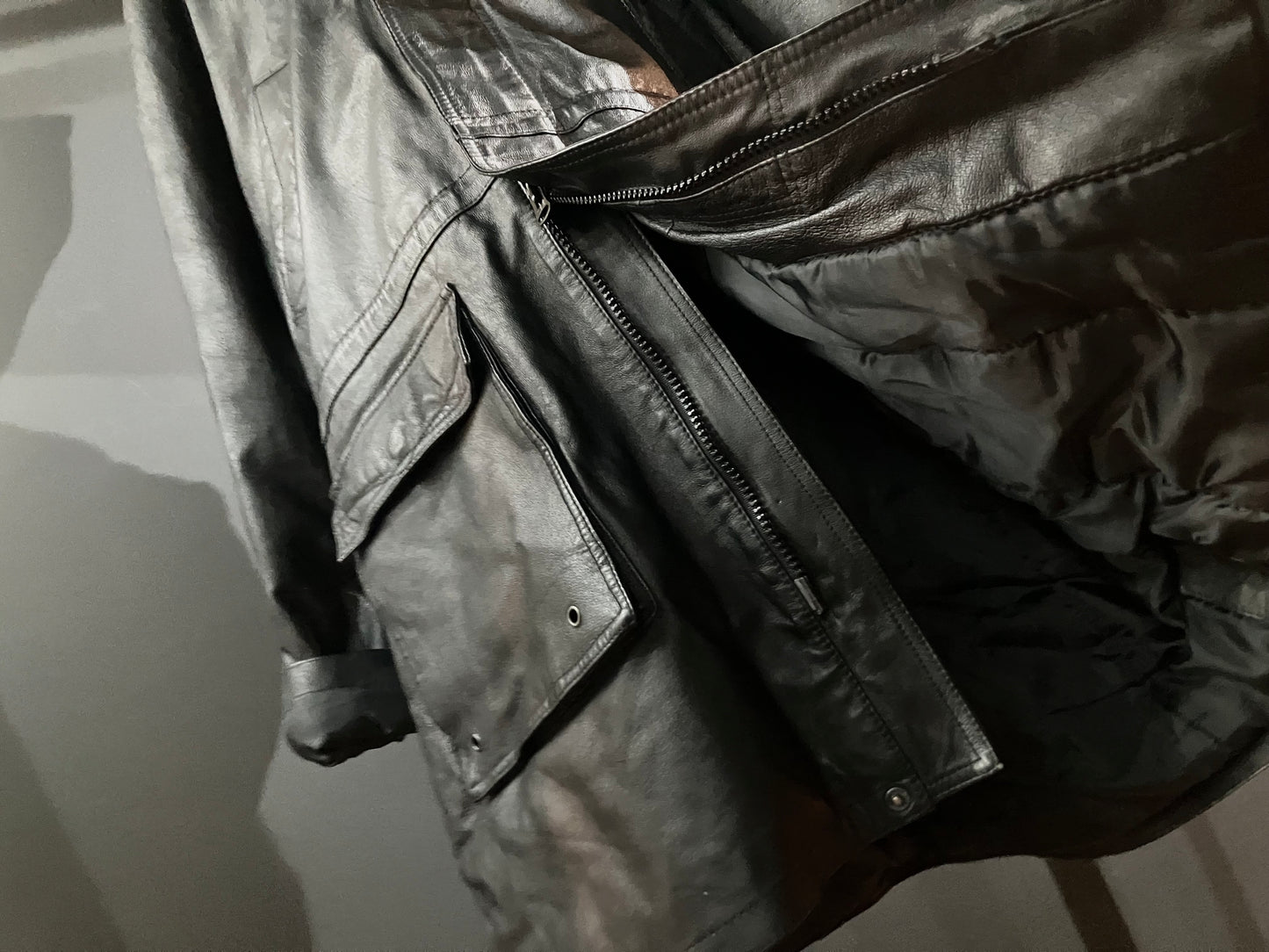 Old Design Leather Hoodie Coat