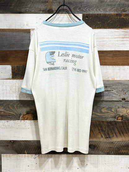 80s vintage Leslie motor racing Ringer Tee