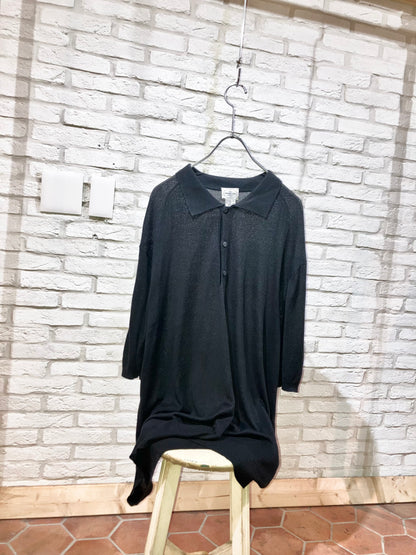 Old Oversized Summer Knit Polo Shirt