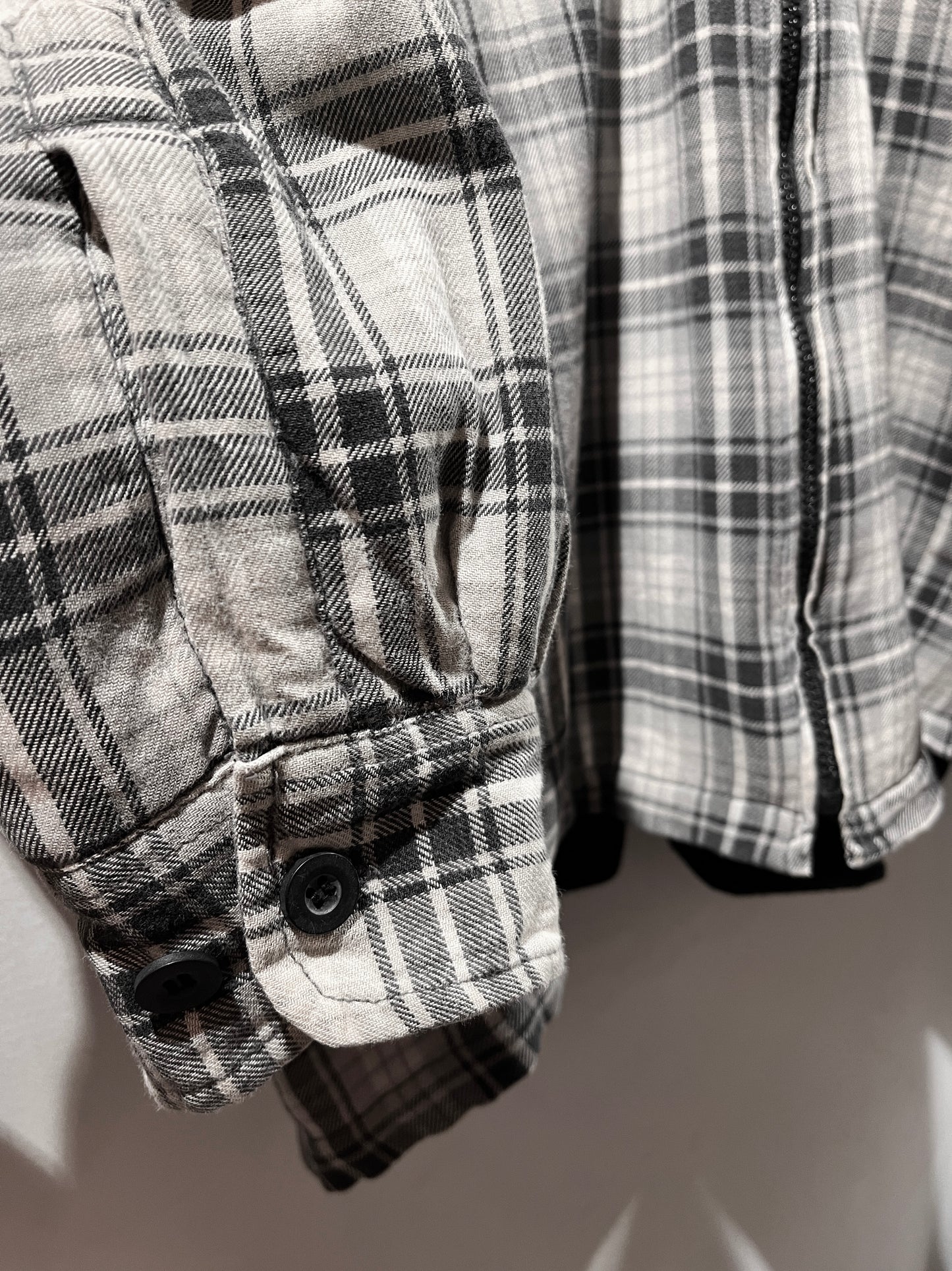 Fleece liner check shirt hoodie jacket