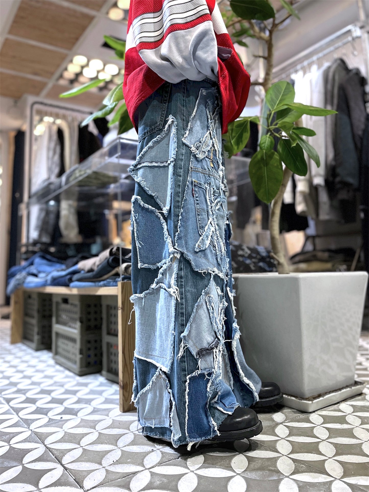 Remake baggy denim pants