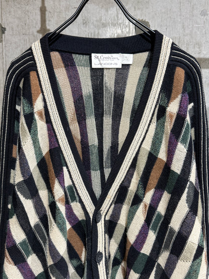 Old St. Croix Geometric Pattern Cardigan