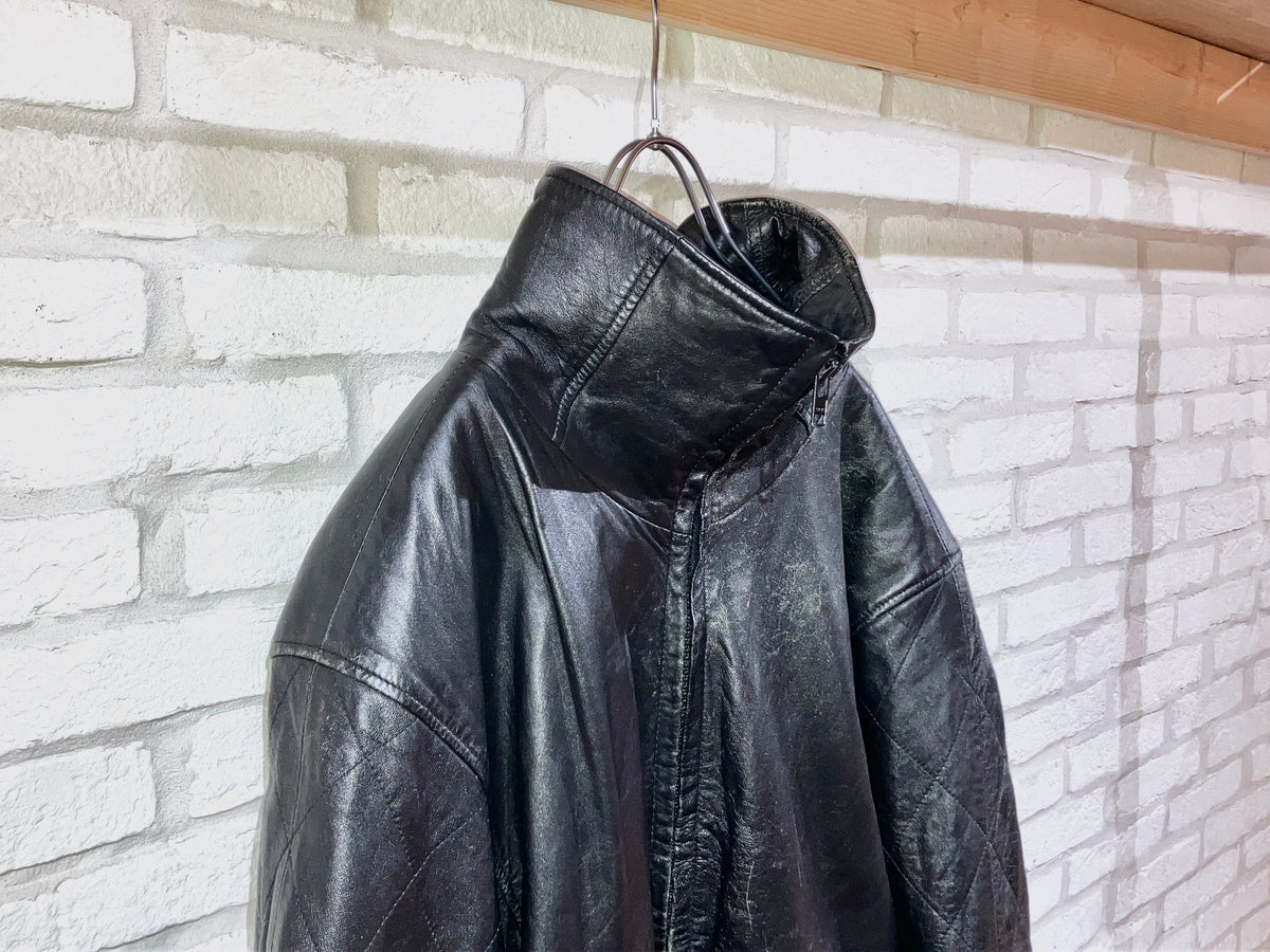 Old High Neck Design Leather JKT