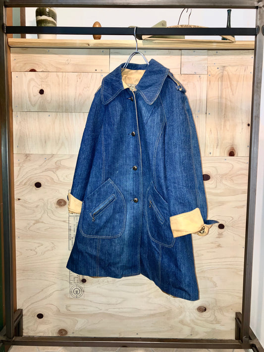 Vintage Leather×Denim Design Coat "Amazing Piece!!!"
