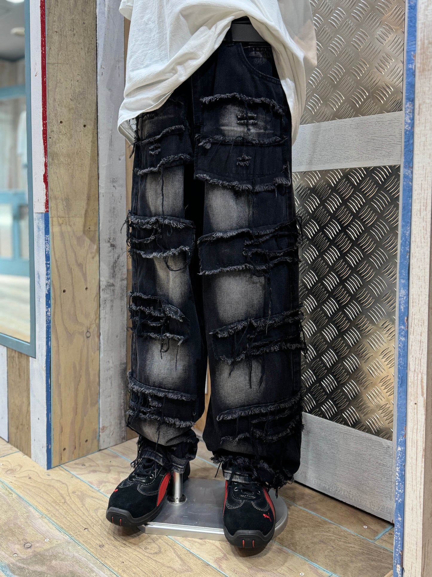 Multi-Layer Ripped Denim Pants