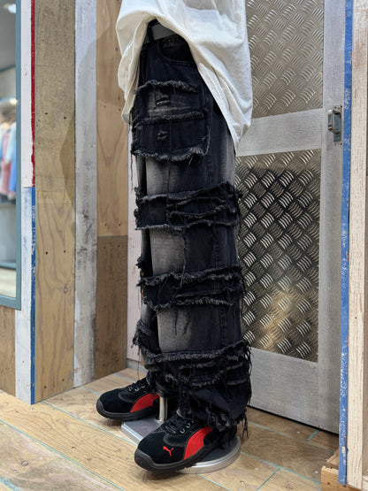 Multi-Layer Ripped Denim Pants
