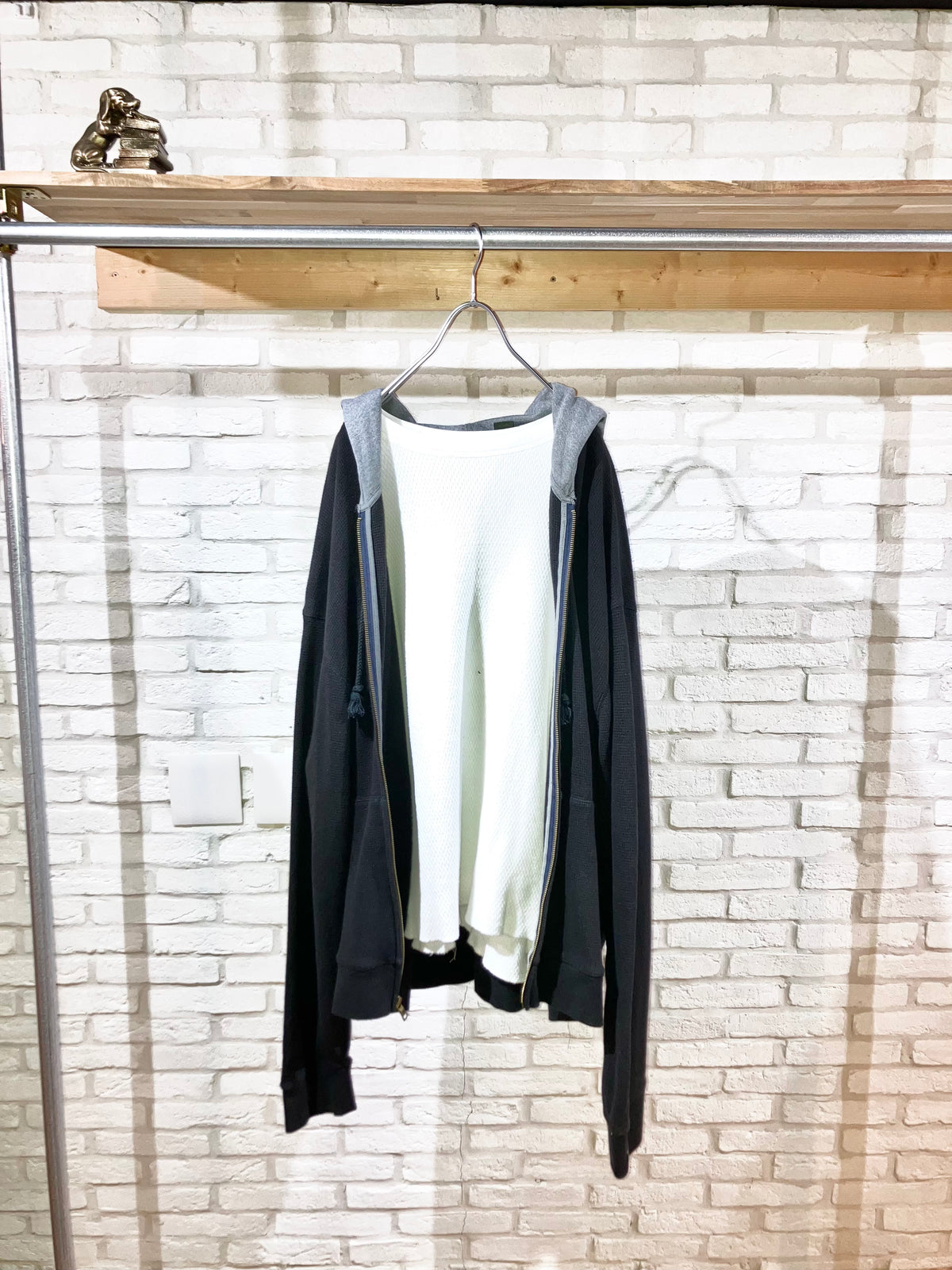 "Timberland" Old Oversized Themal Zip Hoodie