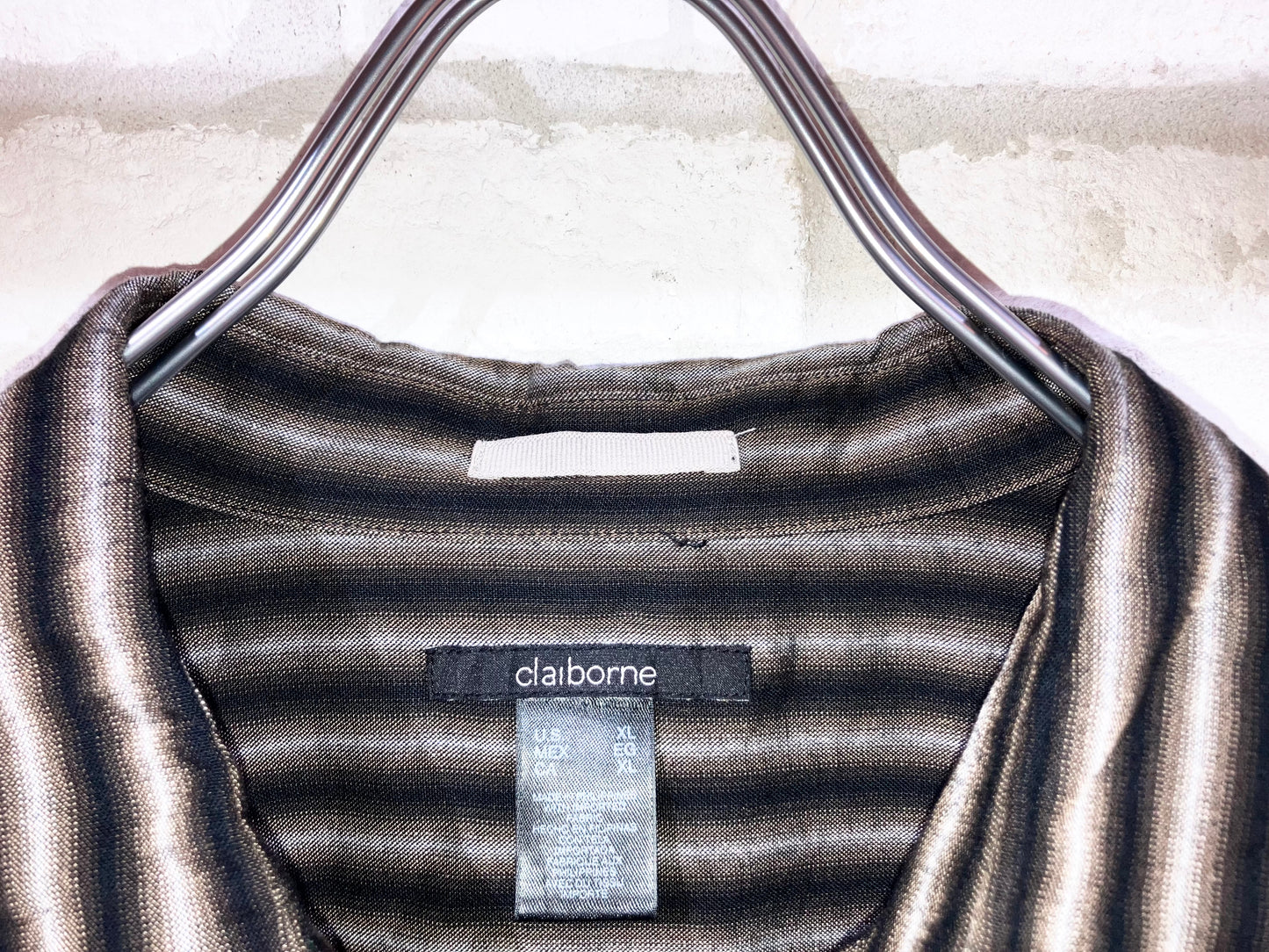 "claiborne" 00s Stripe Rayon Shirt