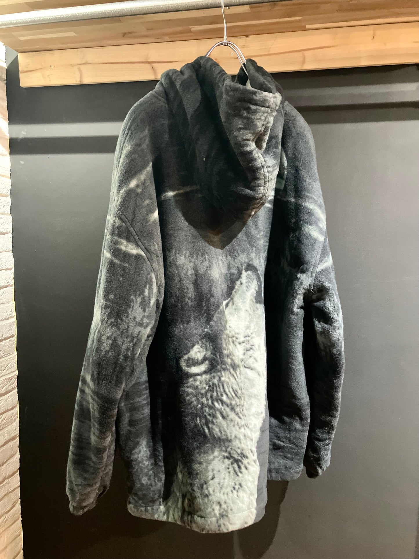 00s Oversized Design Fleece Hoodie JKT