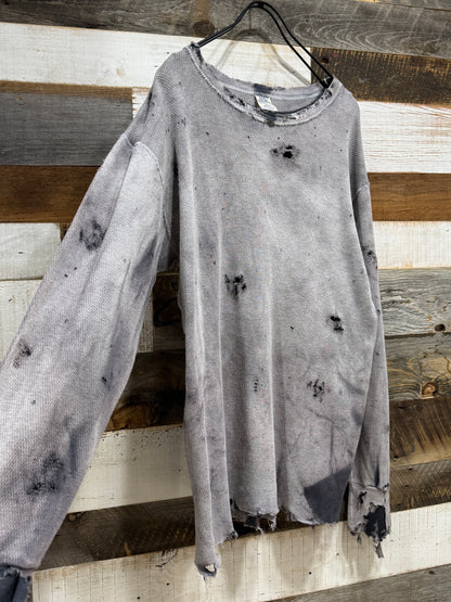 Bleach Washed Destroyed Thermal LS Tee