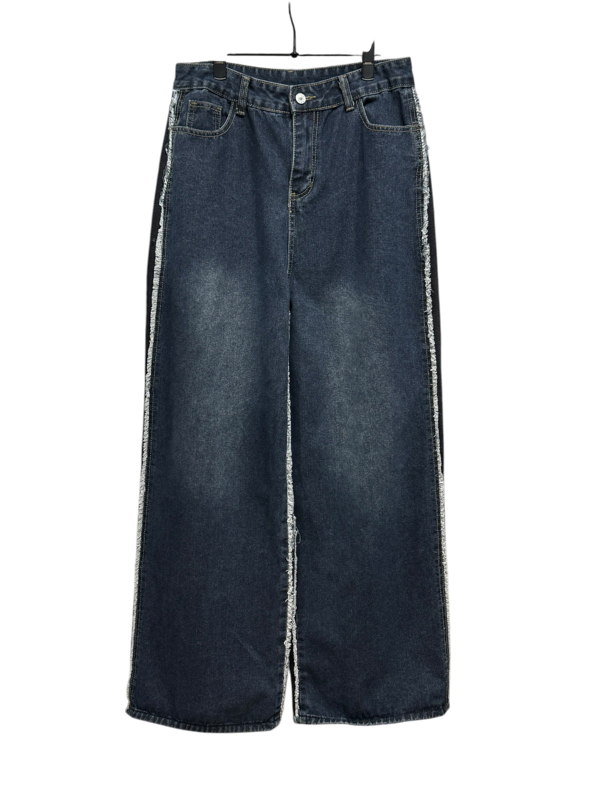 Side Fringe Color Block Denim Pants