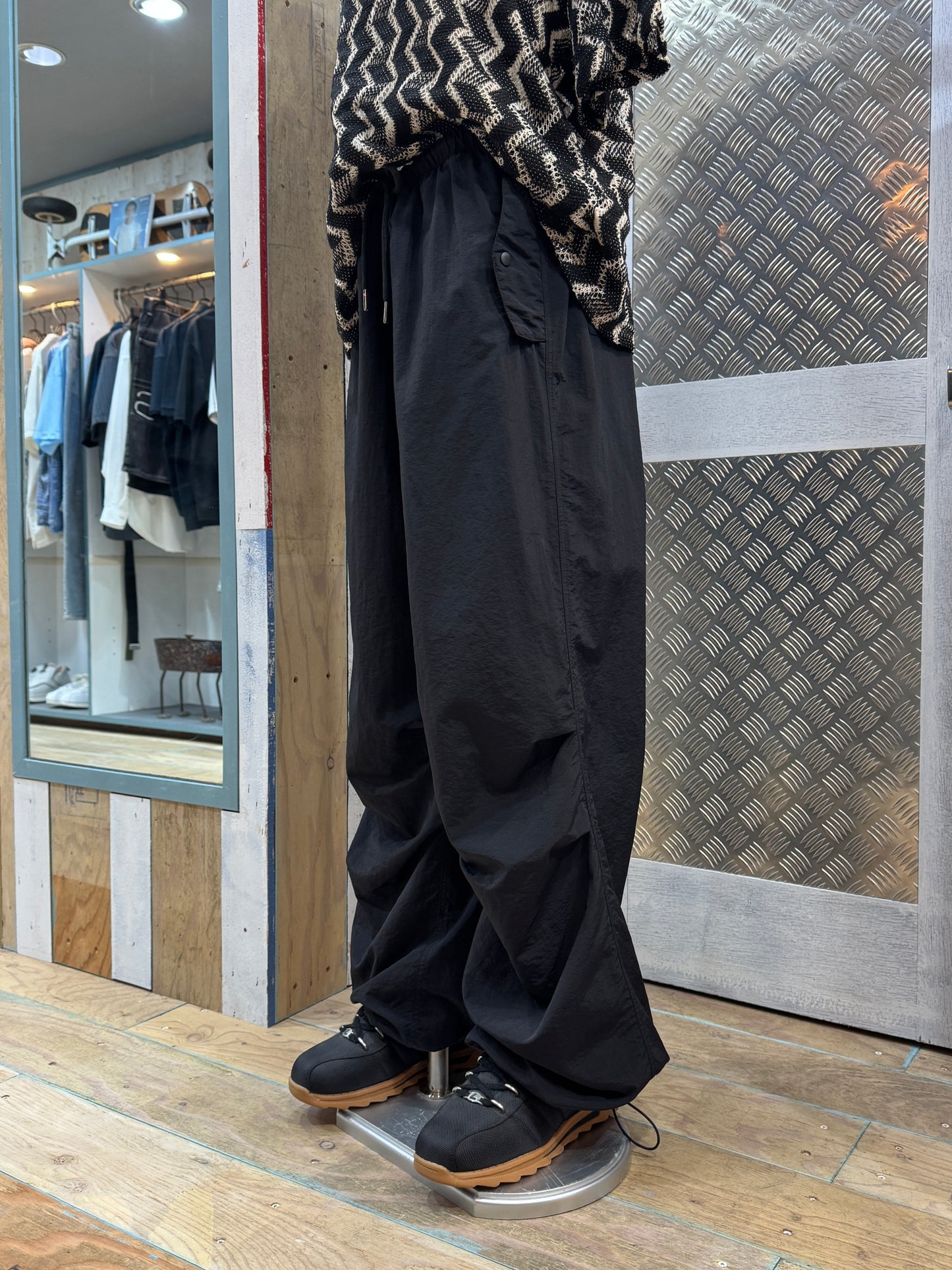 Nylon Parachute Wide Pants