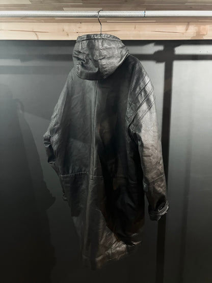 Old Design Leather Hoodie Coat