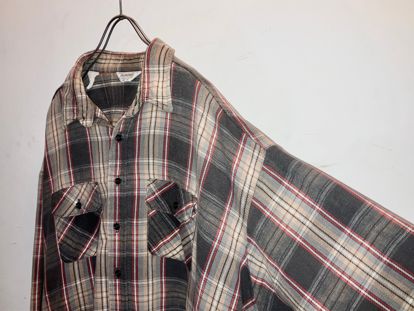 "FIVE BROTHER" Old Super Wide Heavy Flannel Check Shirt