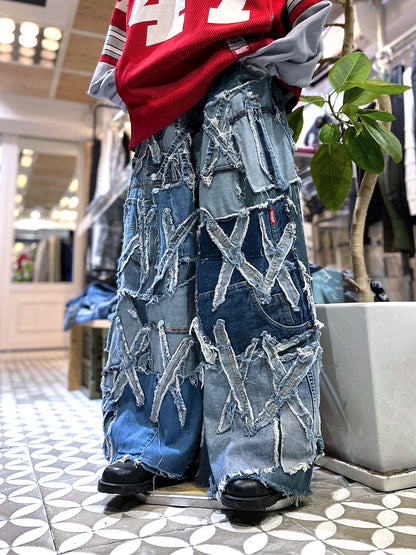 Remake baggy denim pants