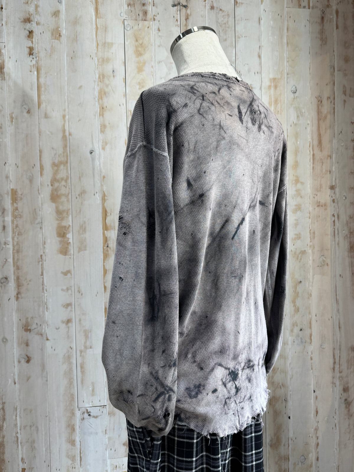 Bleach Washed Destroyed Thermal LS Tee