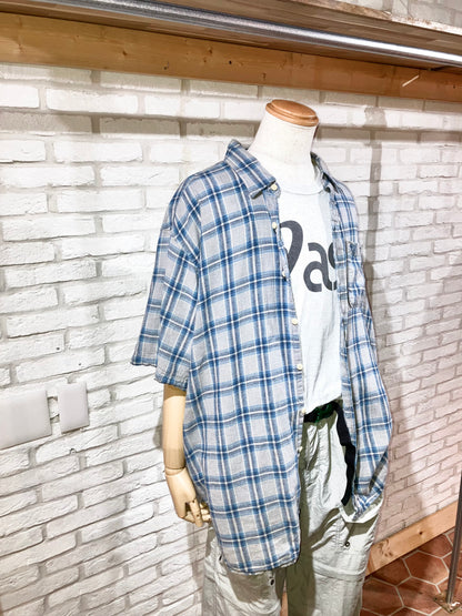 "TIMBERLAND" 00s Check Linen&Cotton Shirt