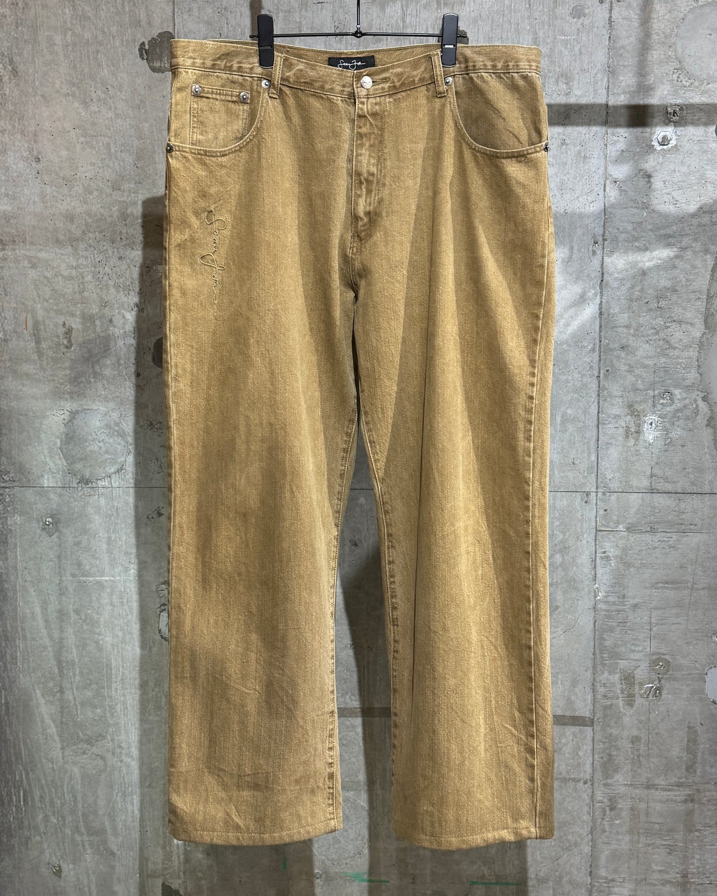 Sean John Embroidered Wide Denim Pants
