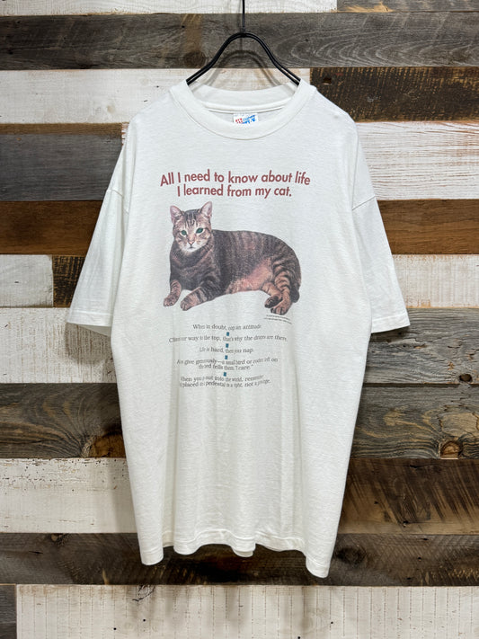 90s Vintage Cat Wisdom Tee