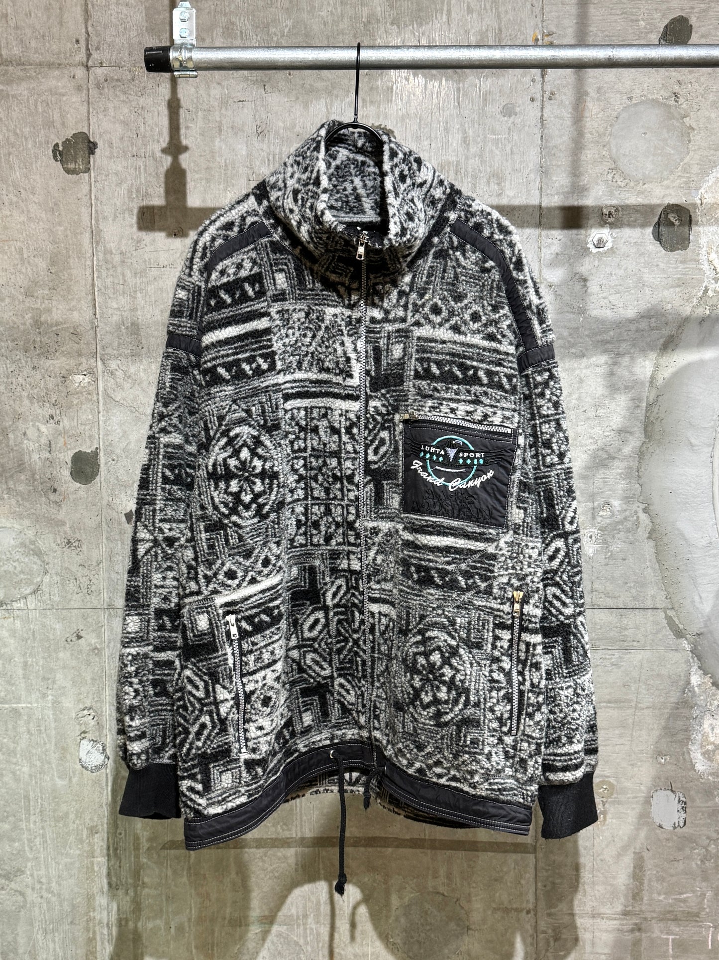 Luhta Sport Patchwork Pattern Boa Fleece Zip-up Jacket