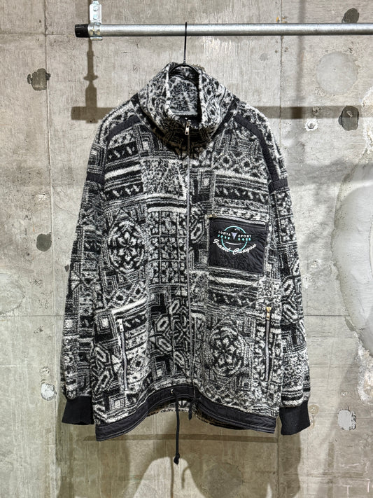 Luhta Sport Patchwork Pattern Boa Fleece Zip-up Jacket