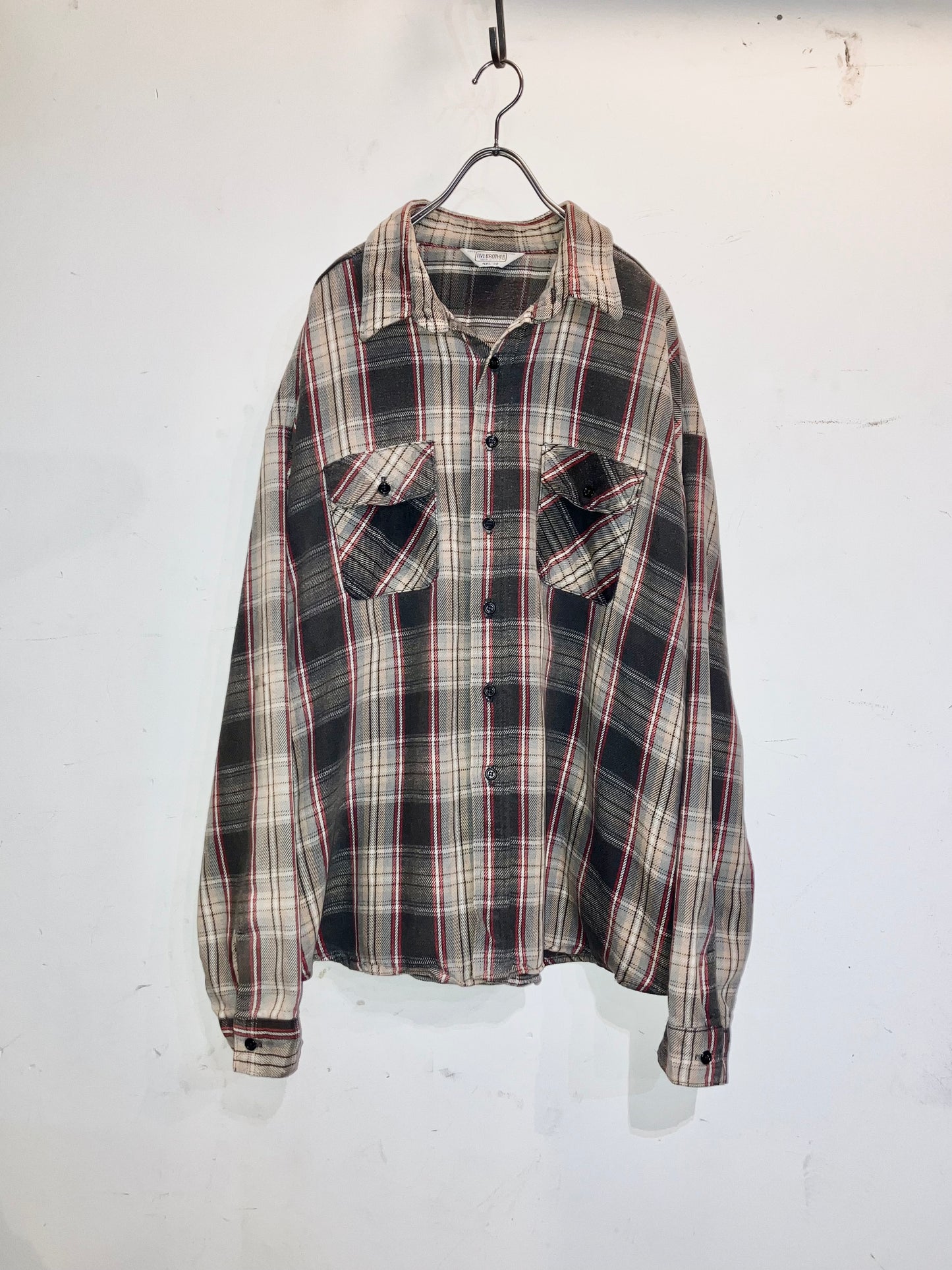 "FIVE BROTHER" Old Super Wide Heavy Flannel Check Shirt