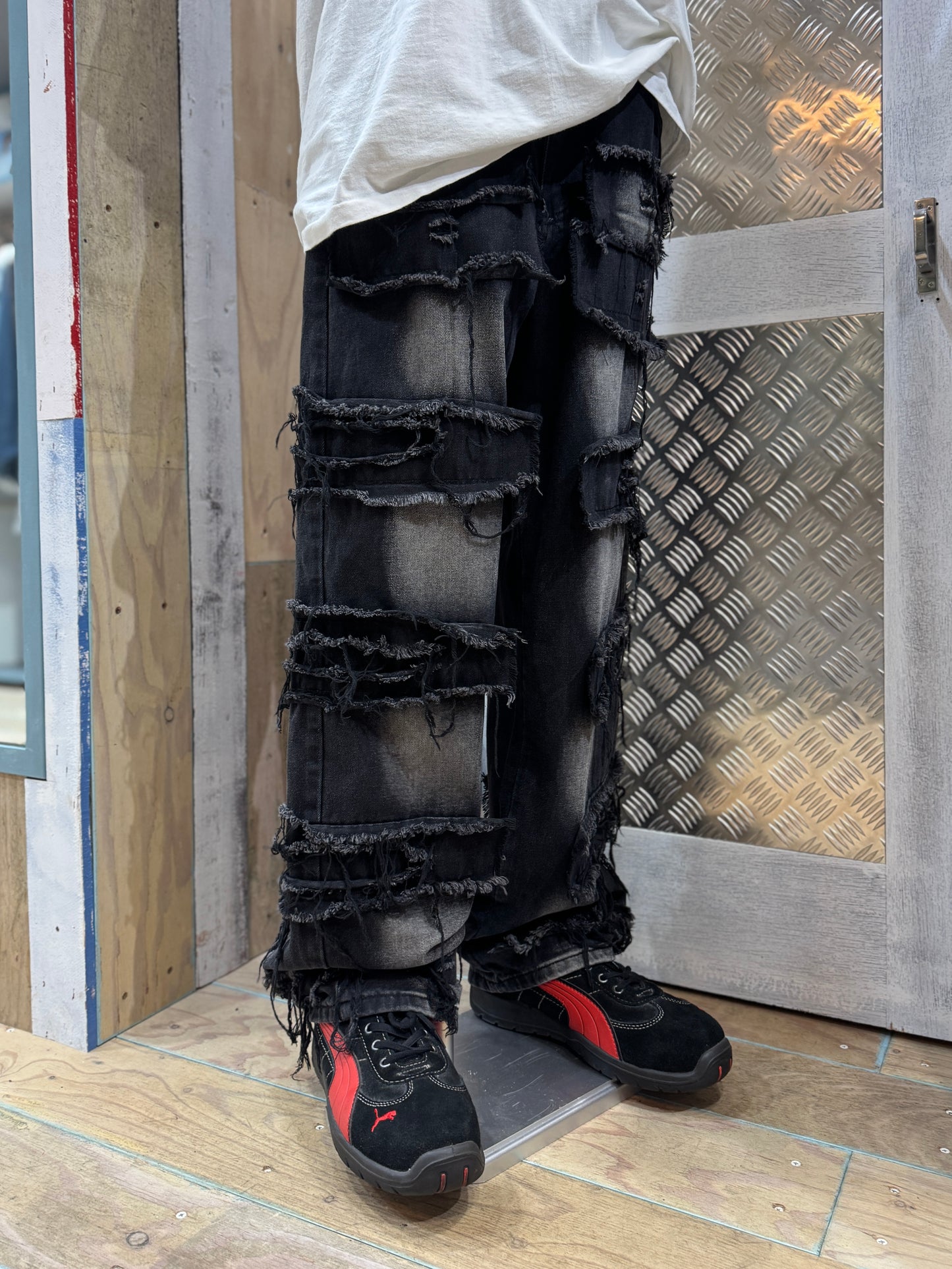 Multi-Layer Ripped Denim Pants