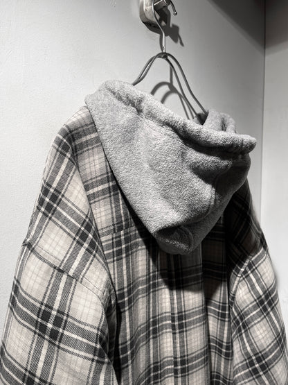 Fleece liner check shirt hoodie jacket