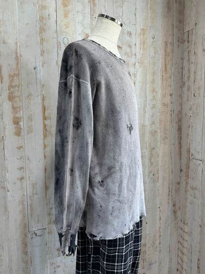 Bleach Washed Destroyed Thermal LS Tee