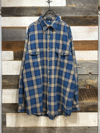 Old Guess Jeans Lightwewight Denim Plaid Shirt