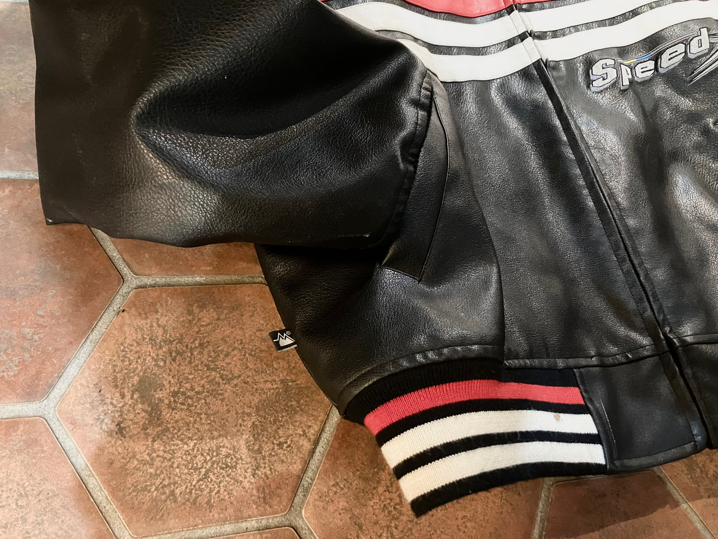 "FIRST DOWN" Old Design PVC Leather Varsity JKT