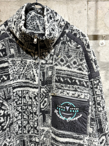 Luhta Sport Patchwork Pattern Boa Fleece Zip-up Jacket