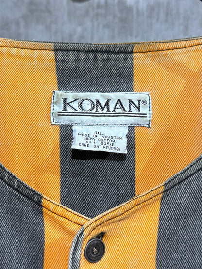 90s KOMAN Striped Baseball Shirt
