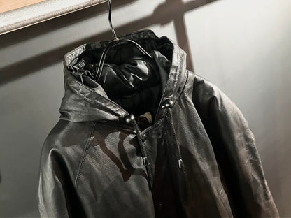 Old Design Leather Hoodie Coat