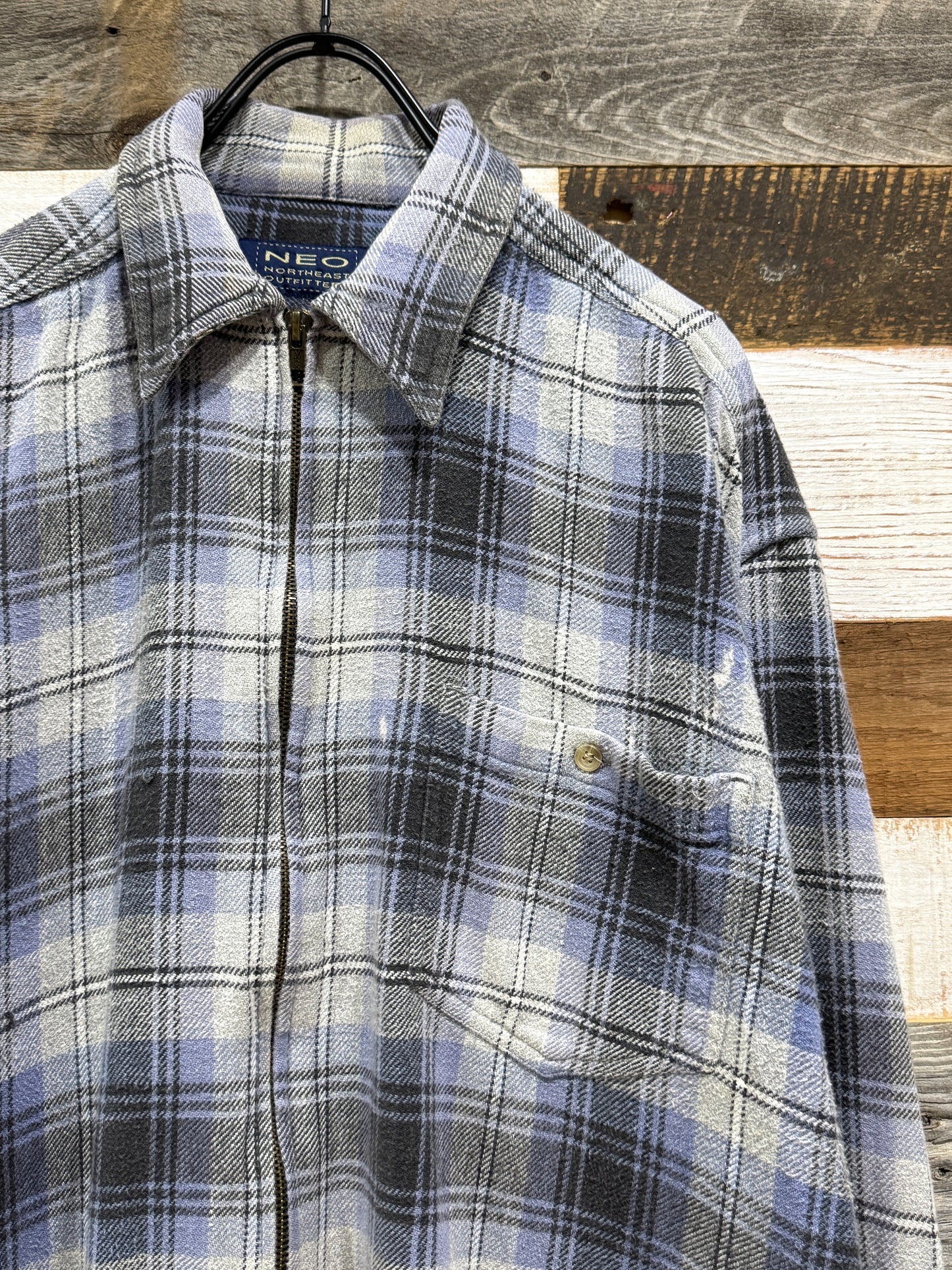 90s Zip-up Plaid Flannel Shirt