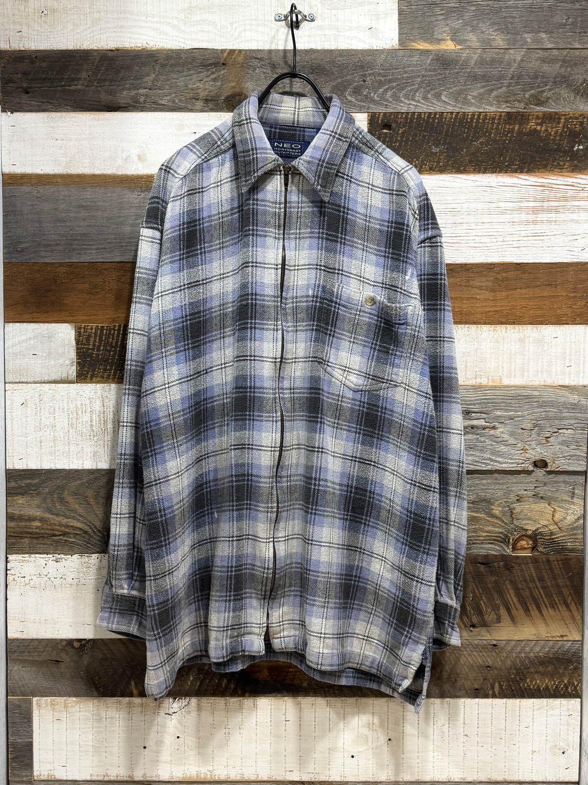 90s Zip-up Plaid Flannel Shirt
