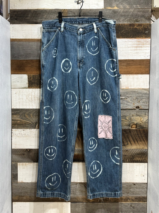 Bleached Smile Painter Denim Pants