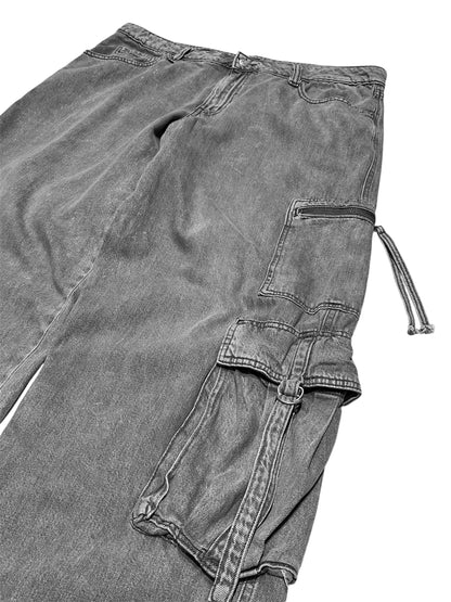 Grey Wide Denim Cargo pants