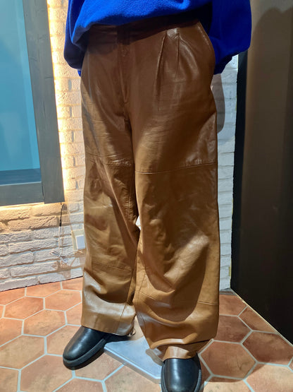 Old Color Leather Wide Pants