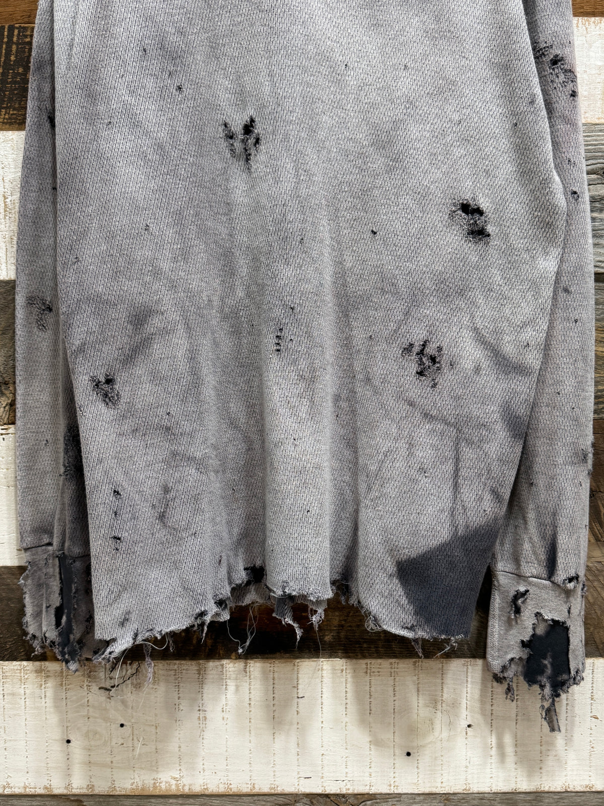 Bleach Washed Destroyed Thermal LS Tee