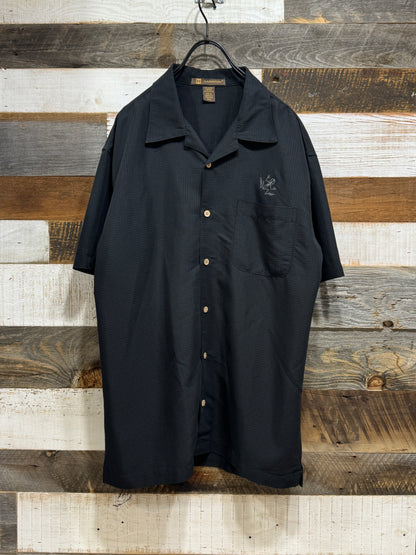 Harriton Frog Skeleton Embroidered Open Collar Shirt