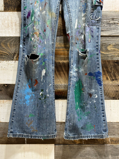 Rare Jordache Vintage Painted Flare Denim  Pants