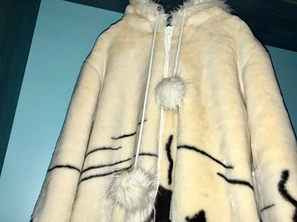 Old "Pon Pon" Hoodie Fur Coat