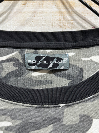 00s Royal Blue Camo Boxy Ringer Tee