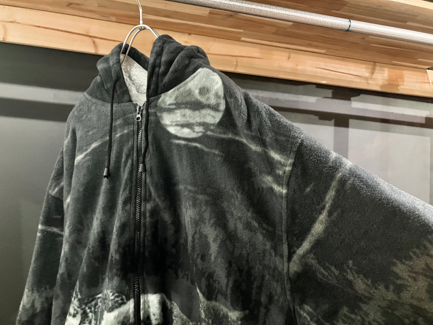 00s Oversized Design Fleece Hoodie JKT