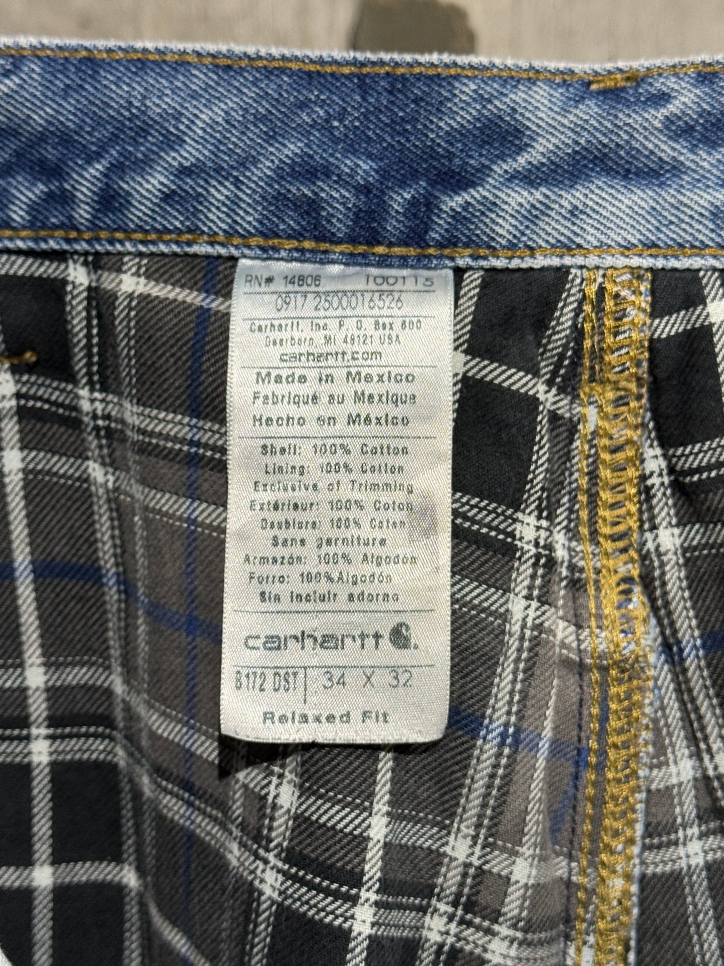 Carhartt Flannel Plaid Lined Denim Pants
