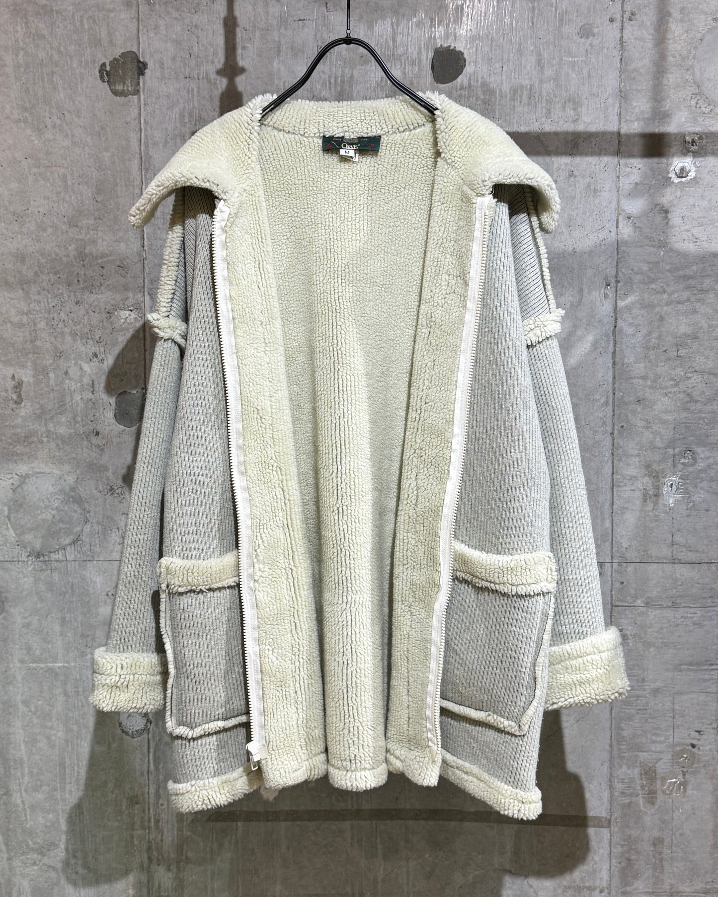 Vintage ORVIS Boa Trim Knit Zip-up Coat