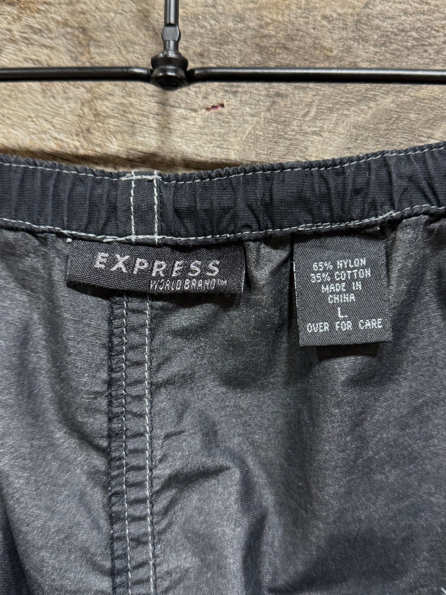 Black Nylon Cynch Pants